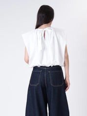 Blusa cotone arricciata bianco