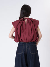 Blusa cotone arricciata bordeaux
