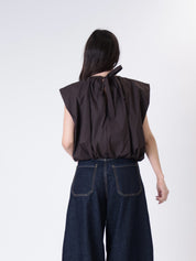 Blusa cotone arricciata moro