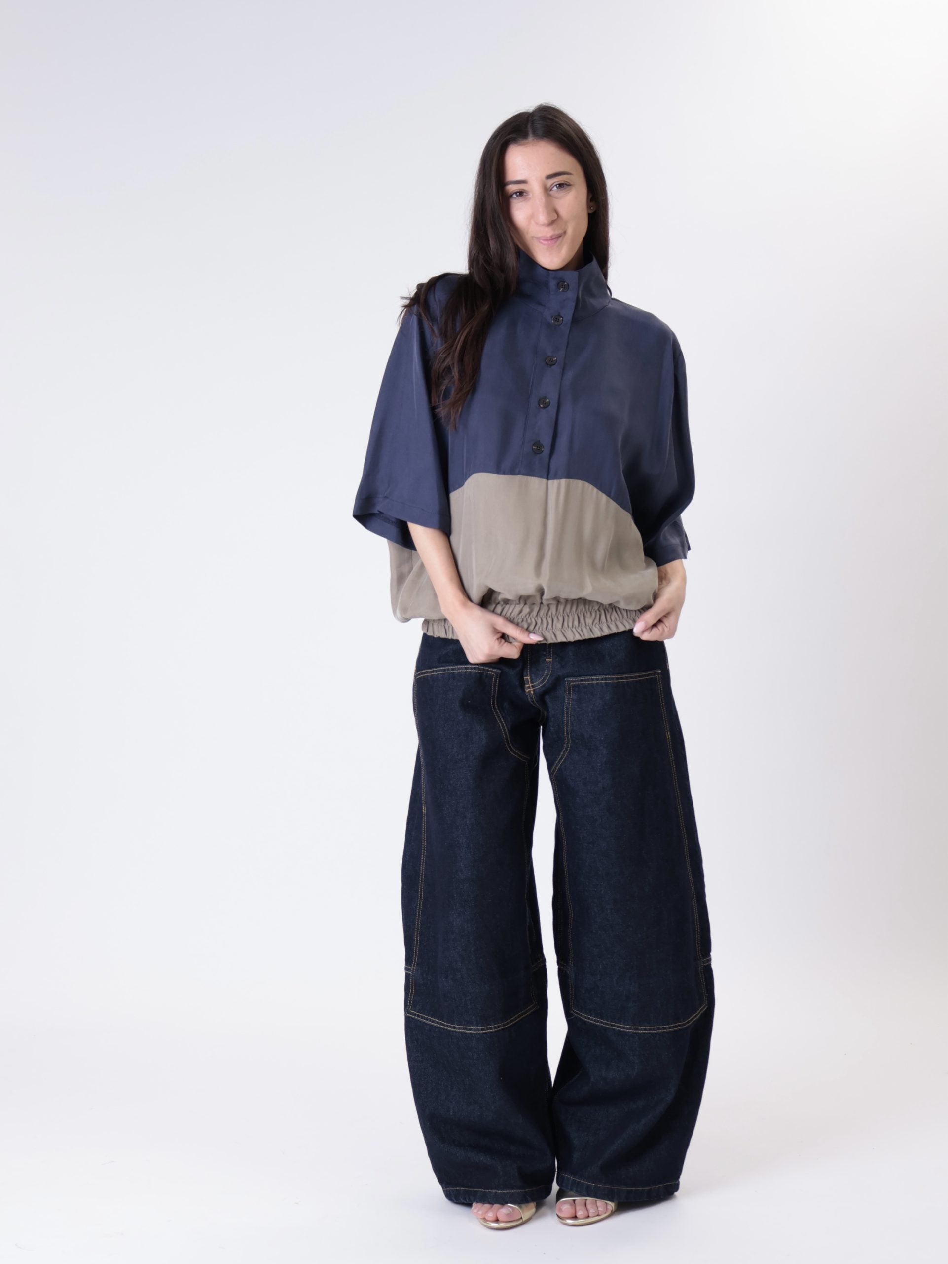 Blusa Lory m/m blu/deserto