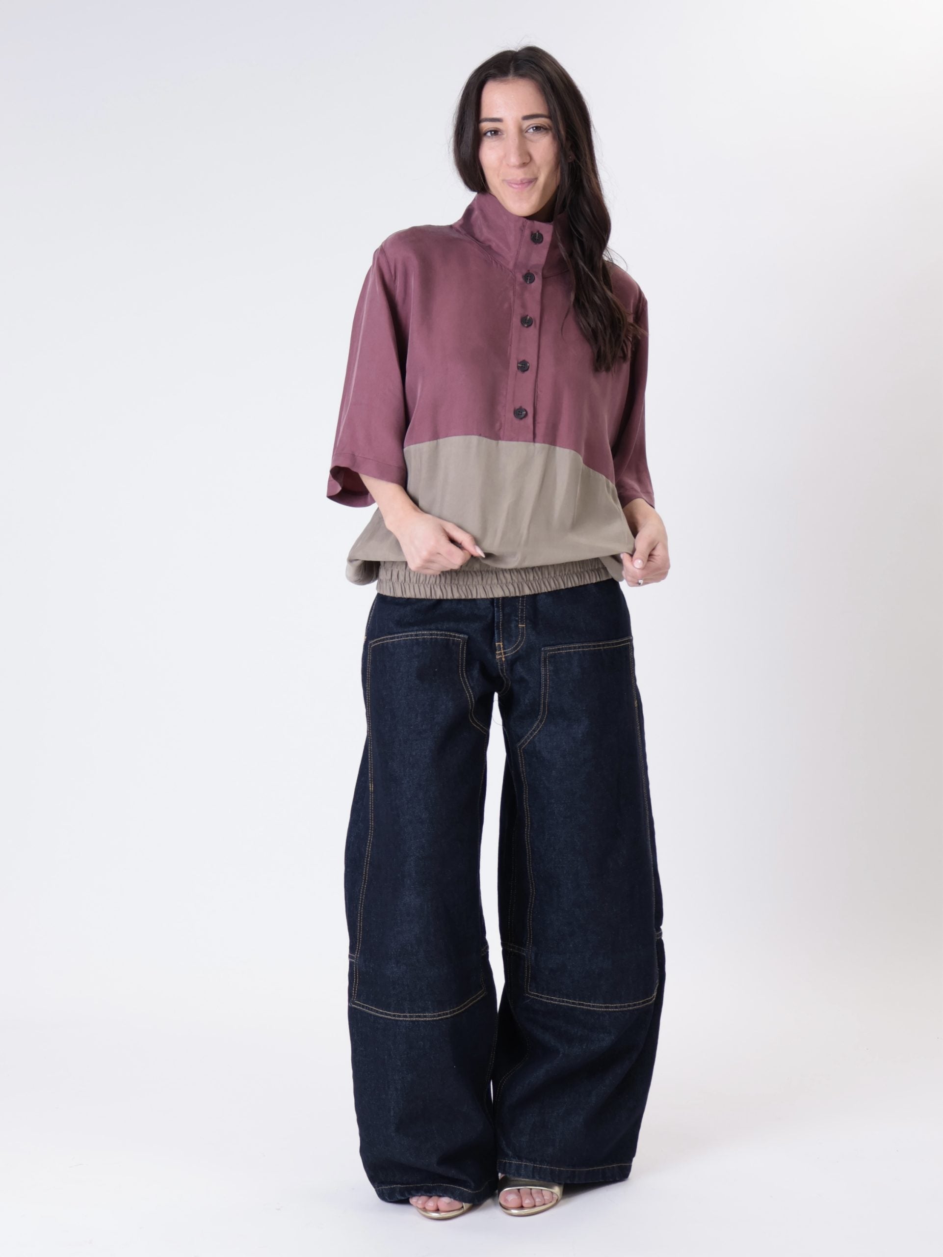 Blusa Lory m/m bordeaux/deserto