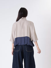 Blusa Lory m/m beige/blu