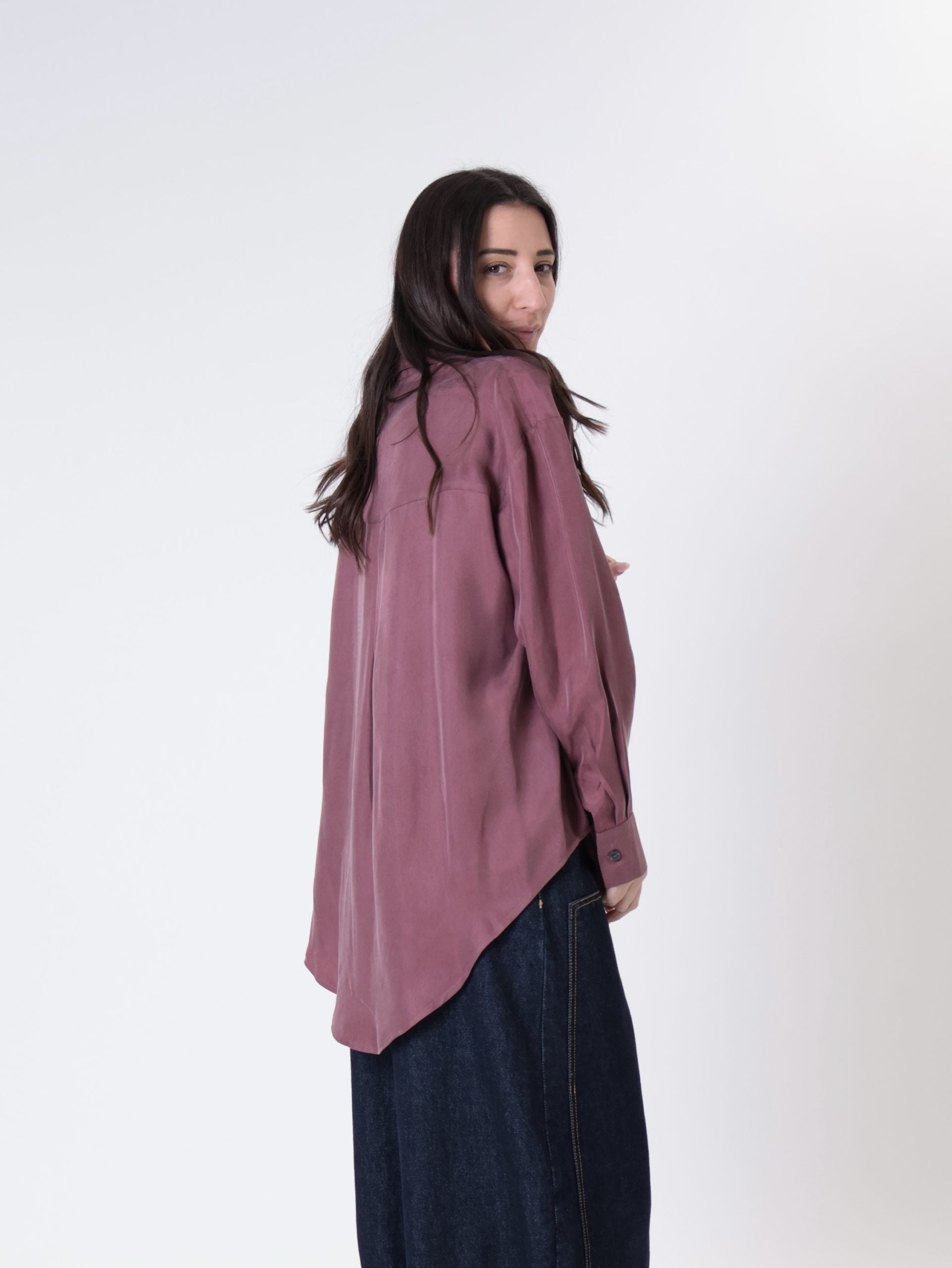 Camicia cupro tasca vino