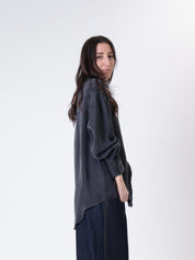 Camicia cupro tasca nero