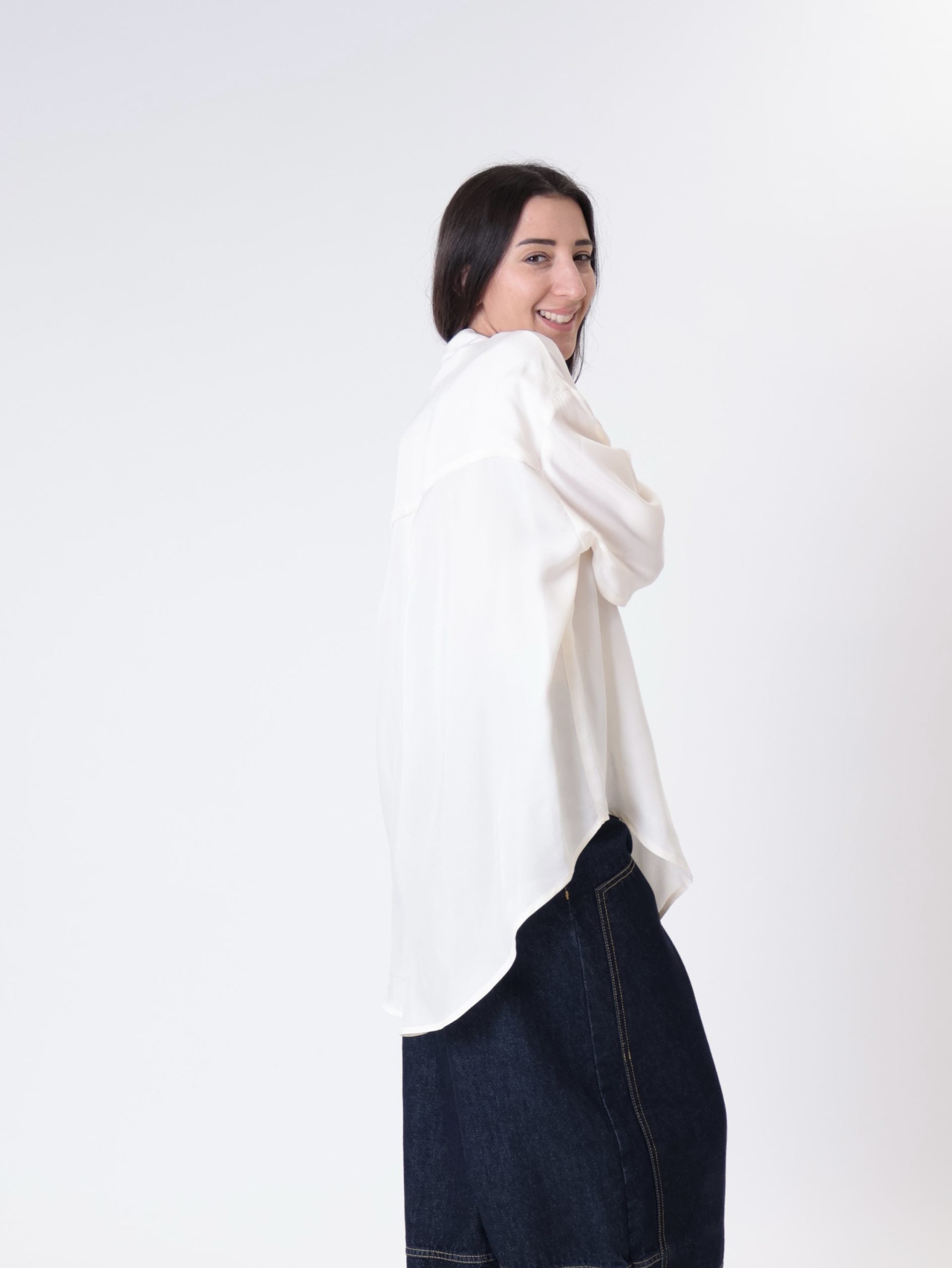 Camicia cupro tasca panna