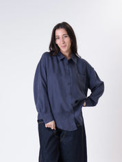 Camicia cupro tasca blu