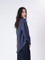 Camicia cupro tasca blu