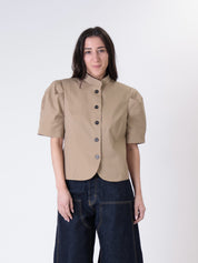 Puff sleeve beige jacket