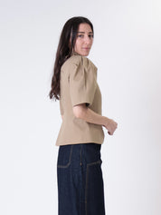 Puff sleeve beige jacket