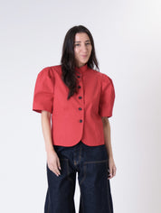 Red puff sleeve jacket