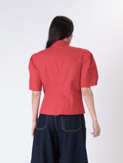 Red puff sleeve jacket