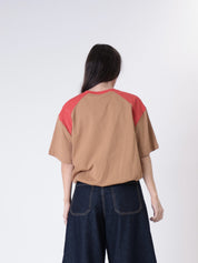 T-shirt Giuly balloon cammello/rosso