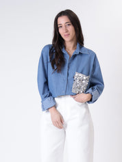 Camicia denim tasca paillettes
