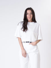 T-shirt tasca pizzo bianca