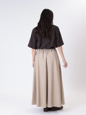 Sand-colored belted skirt