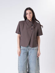 Men's striped dark brown Korean jacket