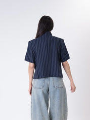 Blue striped s/s Korean jacket