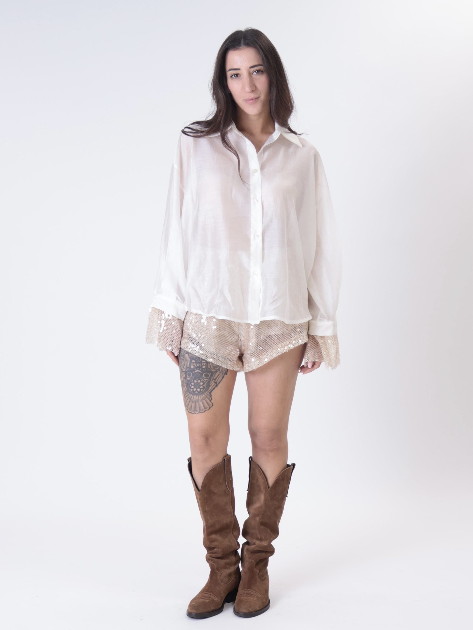 Butter sequined cuff shirt