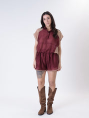 Camicia sofy vino/cammello
