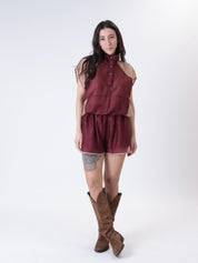 Camicia sofy vino/cammello