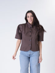 Lady's dark puff jacket