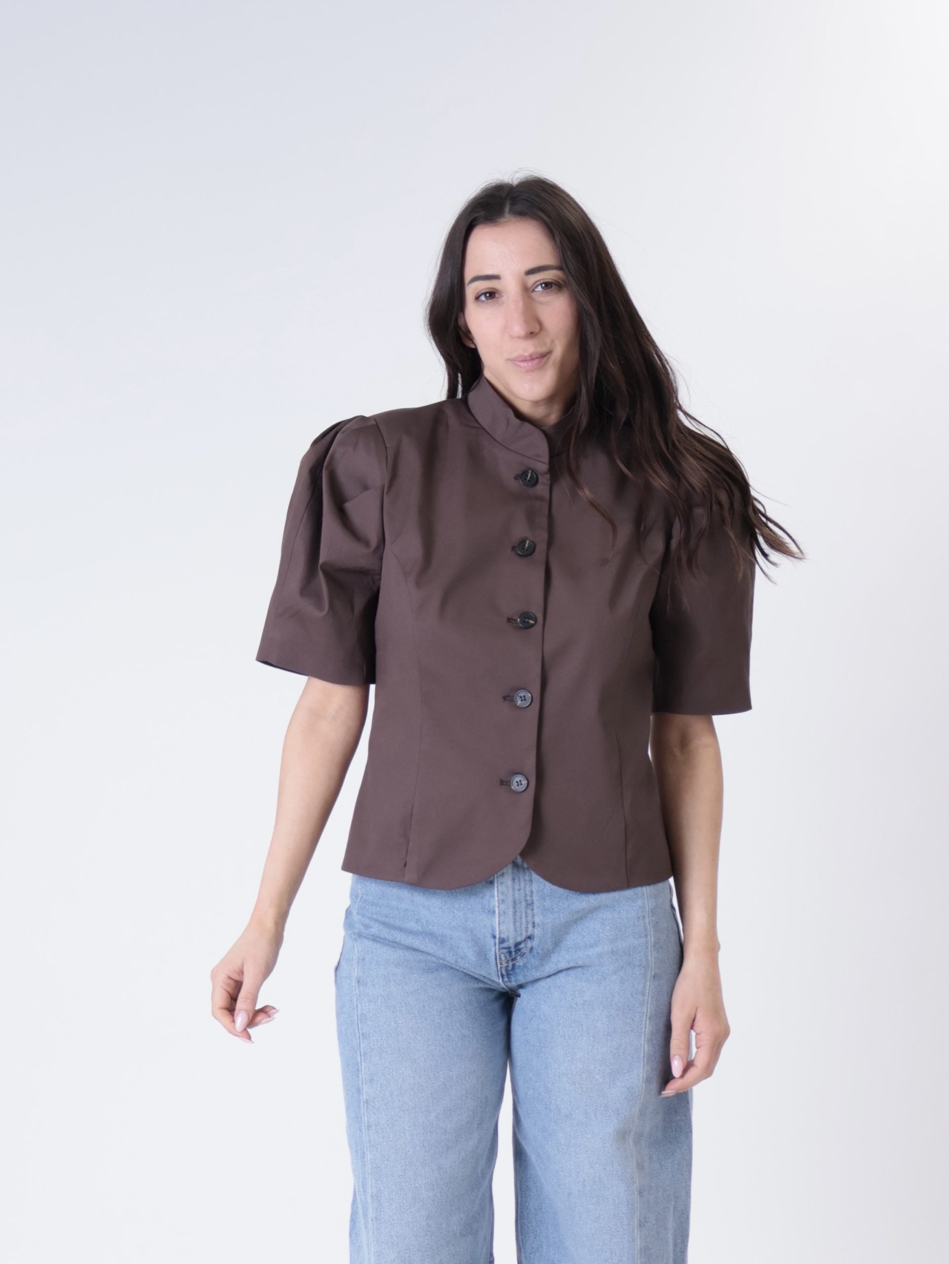 Lady's dark puff jacket