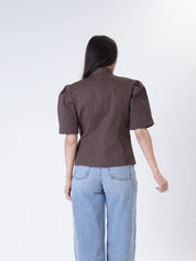 Lady's dark puff jacket