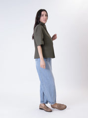 Women's single-button military jacket