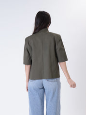 Women's single-button military jacket