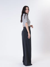 Black modal pleated trousers