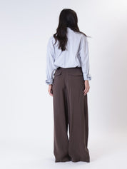 Brown modal pleated trousers