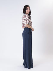 Blue modal pleated trousers