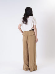 Caramel modal pleated trousers