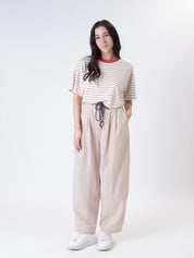 Beige lace trousers