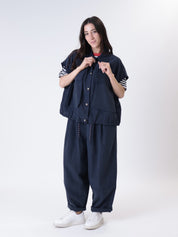 Blue tie trousers