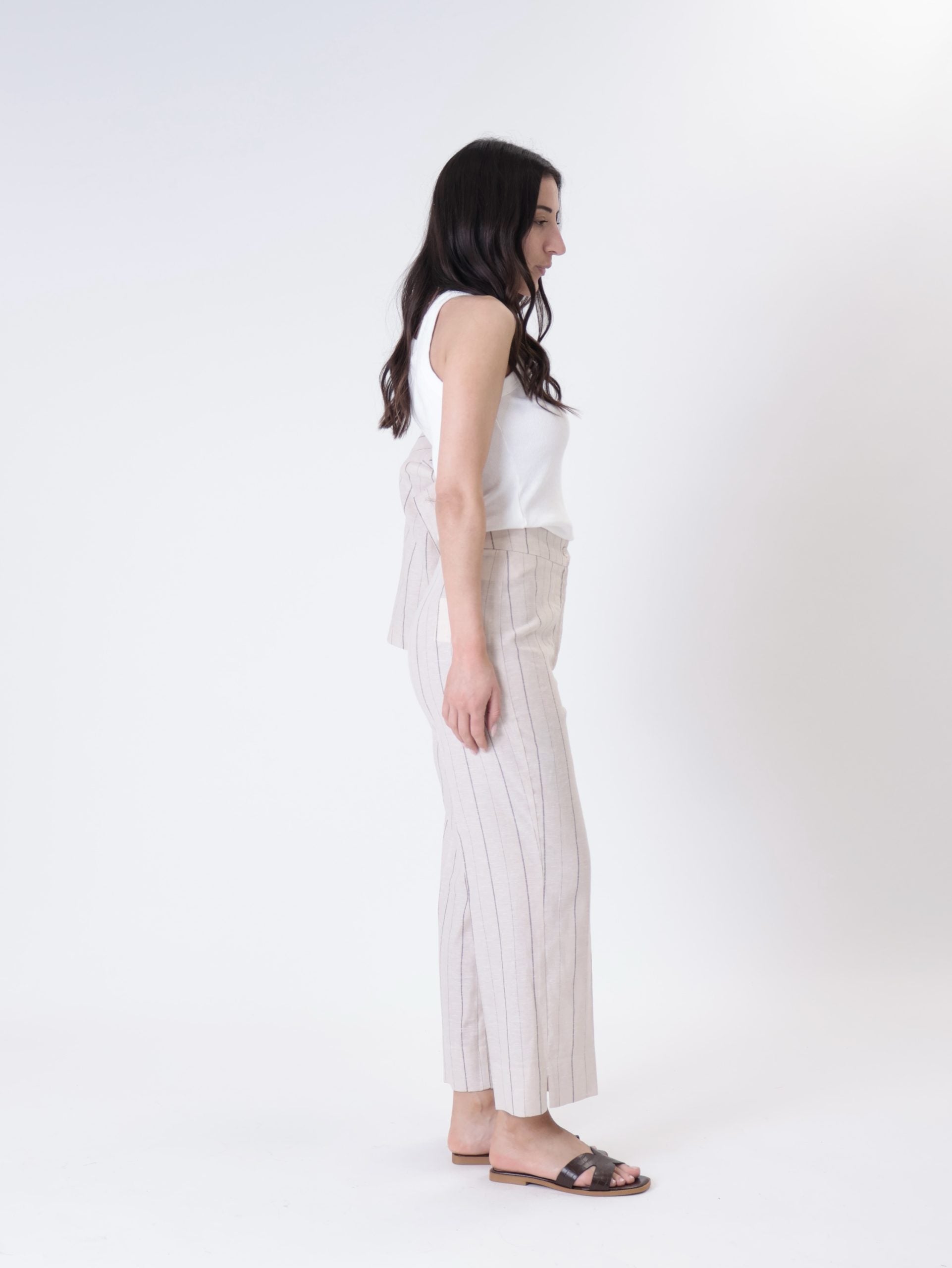 Pantalone amy  gessato beige