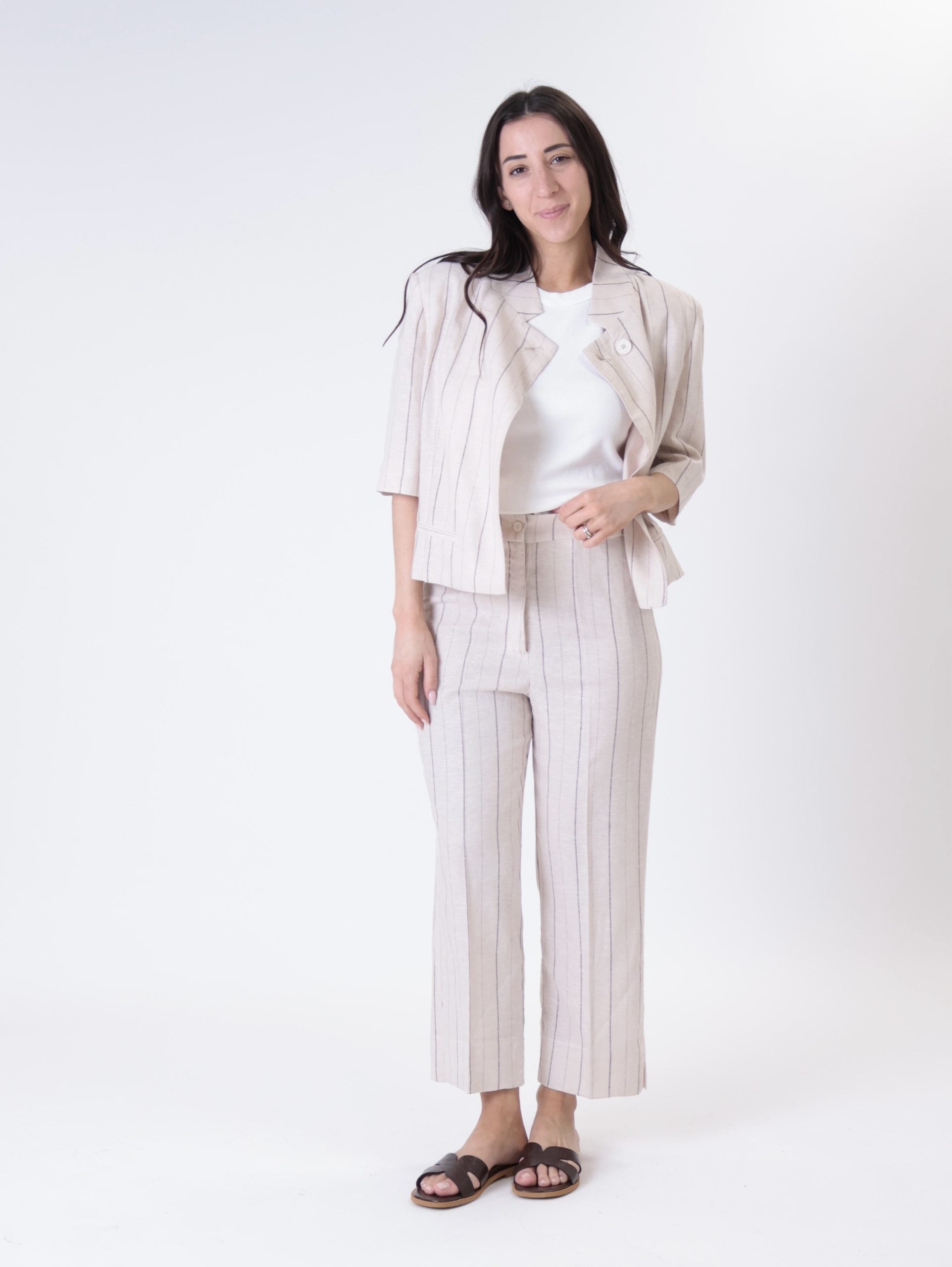 Giacca amy gessata beige