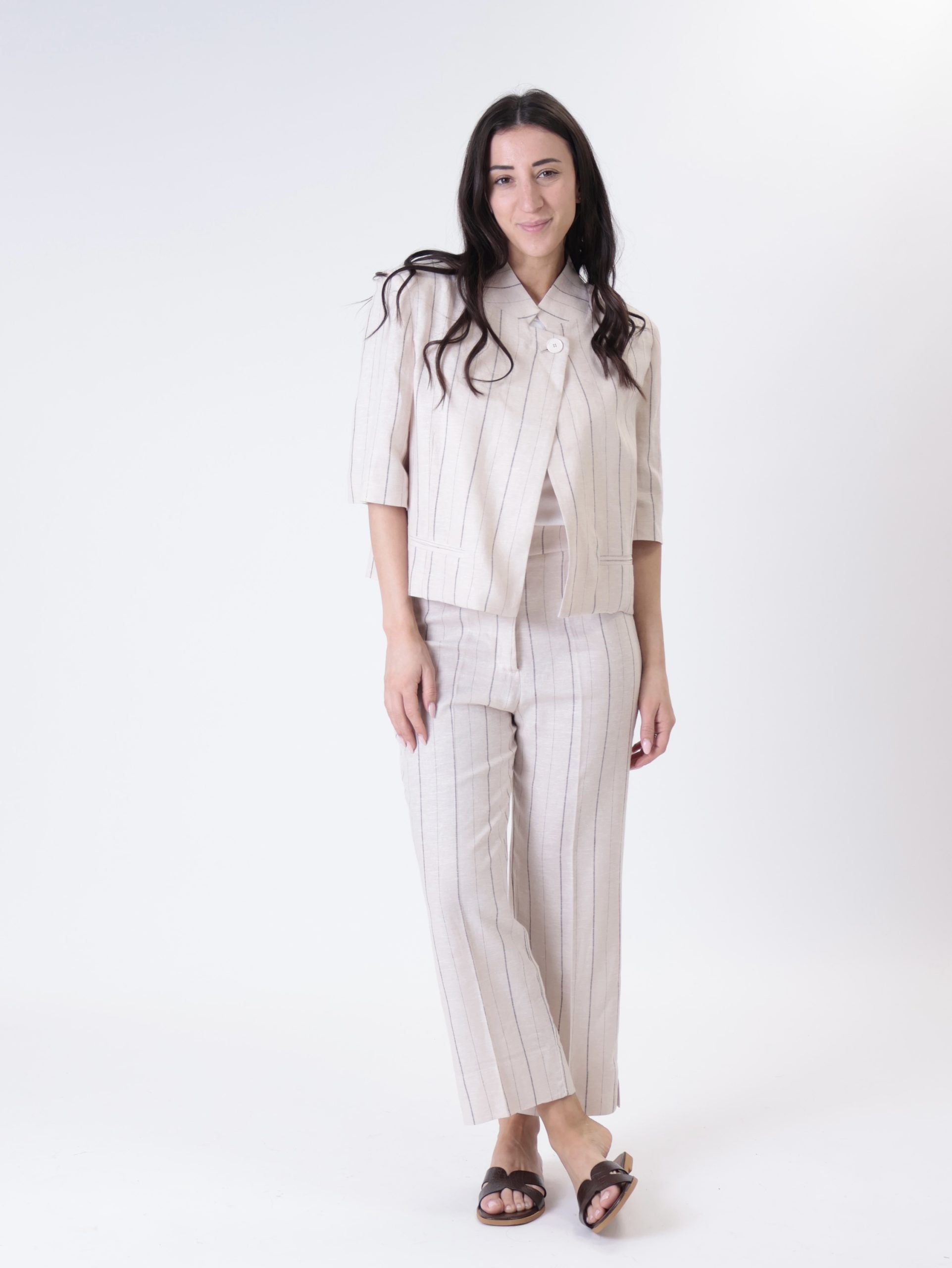 Giacca amy gessata beige