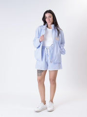 White/light blue beach bomber jacket