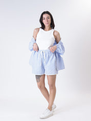 White/light blue beach shorts