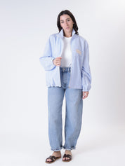 White/light blue beach bomber jacket