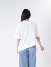 T-shirt svasata tasca paillettes bianca