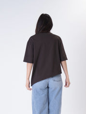 T-shirt svasata tasca paillettes moro