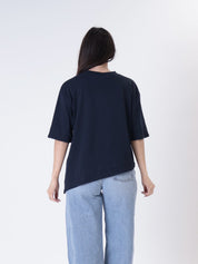 T-shirt svasata tasca paillettes blu