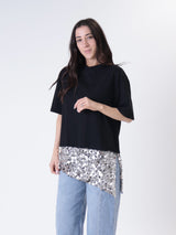 T-shirt fondo paillettes nero
