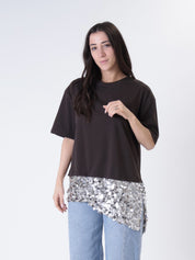 T-shirt fondo paillettes moro