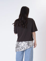 T-shirt fondo paillettes moro