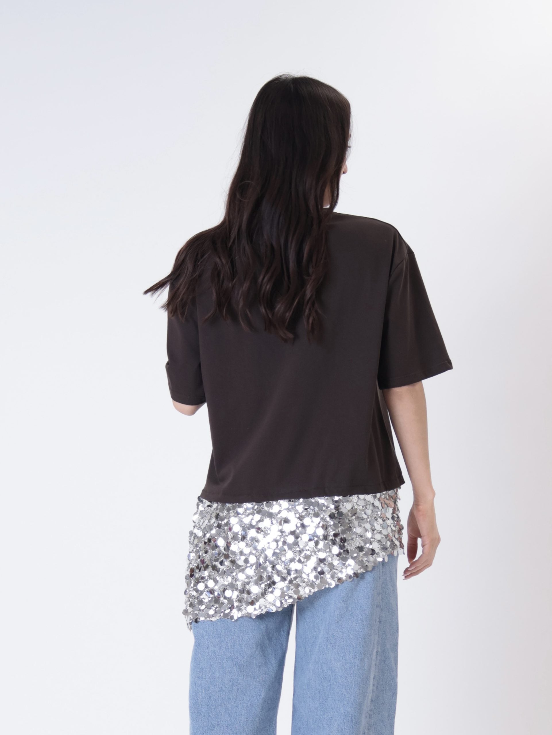 T-shirt fondo paillettes moro