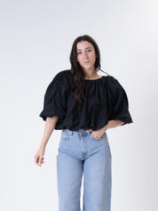 Camicia arricciata nera