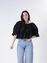Camicia arricciata nera